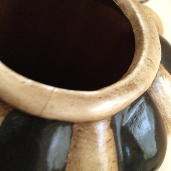 Big 15 3/4" tall ceramic jar with lid brown and black decorative jar home decor - Picture 8 of 9